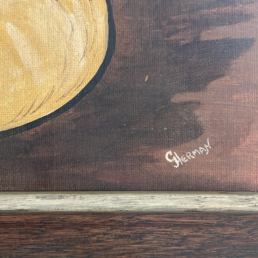 Vintage 1964 Framed Kitchen Vegetables Painting - Picture 5 of 5